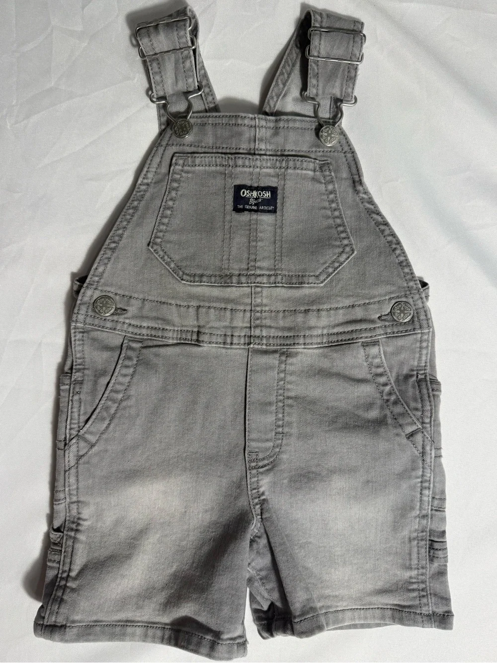 OshKosh B'gosh Light Gray Toddler Short Overalls